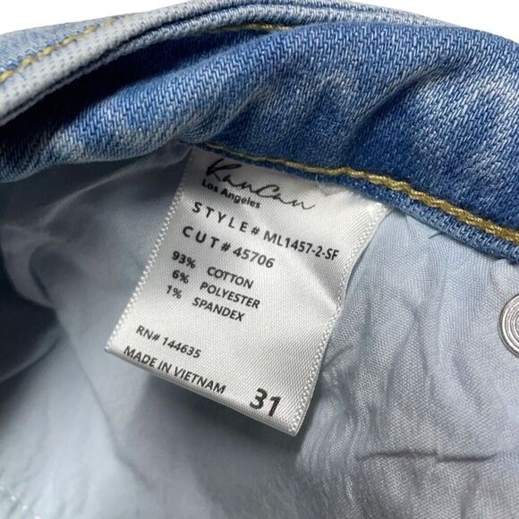 Kancan Light Stone Wash Step Hem Detail Straight Tapered Jeans - Picture 8 of 8